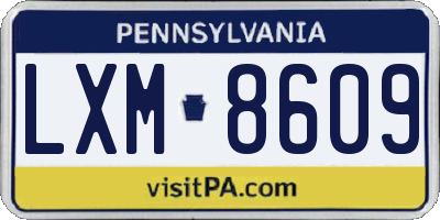 PA license plate LXM8609