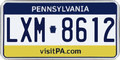 PA license plate LXM8612