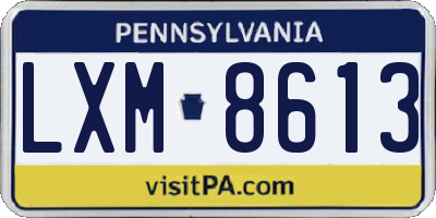 PA license plate LXM8613