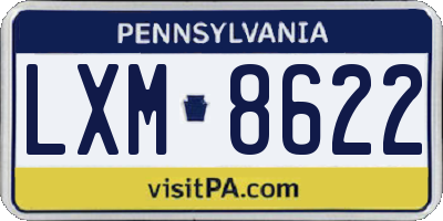 PA license plate LXM8622