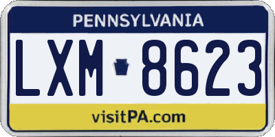 PA license plate LXM8623