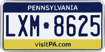 PA license plate LXM8625