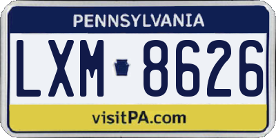PA license plate LXM8626