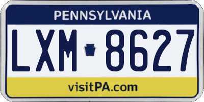 PA license plate LXM8627