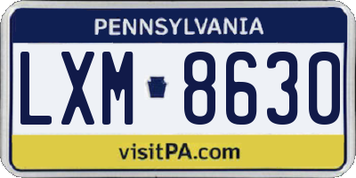 PA license plate LXM8630