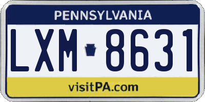 PA license plate LXM8631