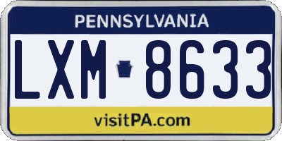 PA license plate LXM8633