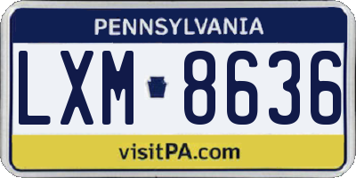 PA license plate LXM8636