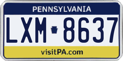 PA license plate LXM8637