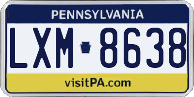 PA license plate LXM8638