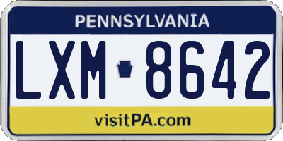 PA license plate LXM8642