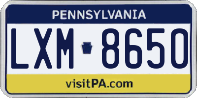 PA license plate LXM8650
