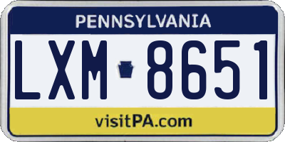 PA license plate LXM8651