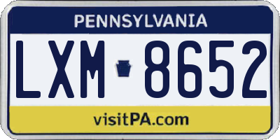 PA license plate LXM8652