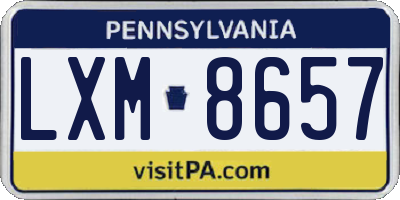 PA license plate LXM8657