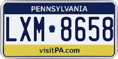 PA license plate LXM8658