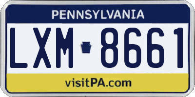 PA license plate LXM8661