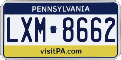 PA license plate LXM8662