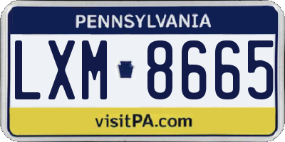 PA license plate LXM8665