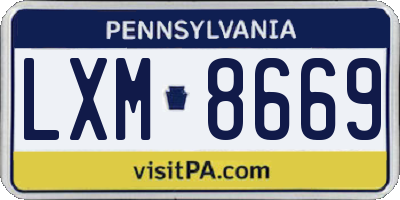 PA license plate LXM8669