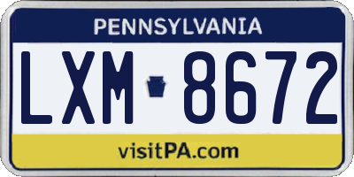 PA license plate LXM8672
