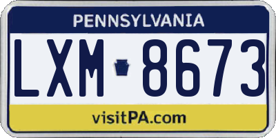PA license plate LXM8673