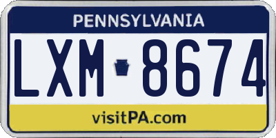 PA license plate LXM8674