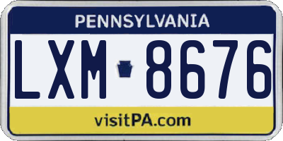 PA license plate LXM8676