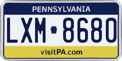 PA license plate LXM8680