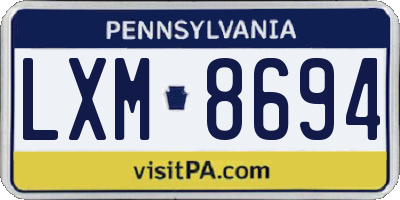 PA license plate LXM8694
