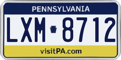 PA license plate LXM8712