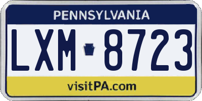 PA license plate LXM8723