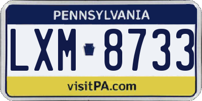 PA license plate LXM8733