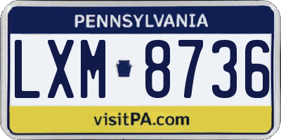 PA license plate LXM8736