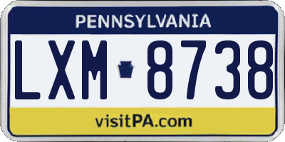 PA license plate LXM8738