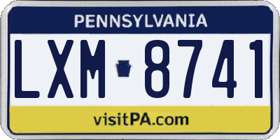 PA license plate LXM8741