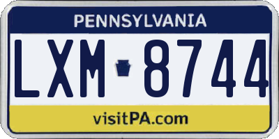 PA license plate LXM8744