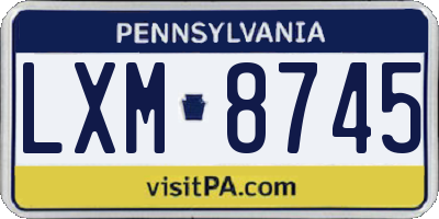 PA license plate LXM8745