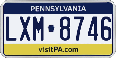 PA license plate LXM8746