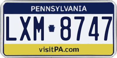 PA license plate LXM8747