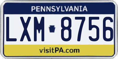 PA license plate LXM8756