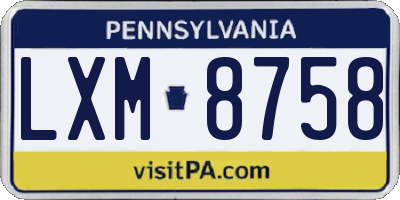 PA license plate LXM8758