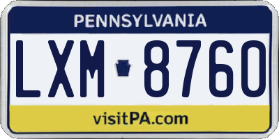 PA license plate LXM8760