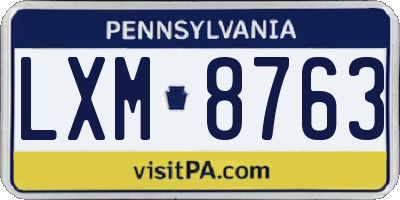 PA license plate LXM8763