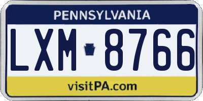 PA license plate LXM8766