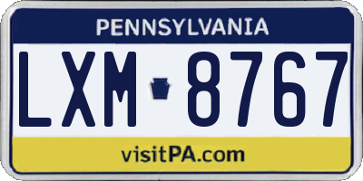 PA license plate LXM8767