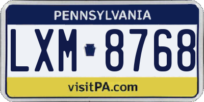 PA license plate LXM8768
