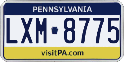 PA license plate LXM8775