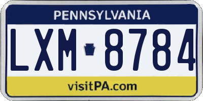 PA license plate LXM8784