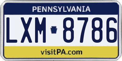 PA license plate LXM8786